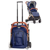 Blue Foldable & Lightweight Pram Bundle With Breathable Cushion & Bag Clips