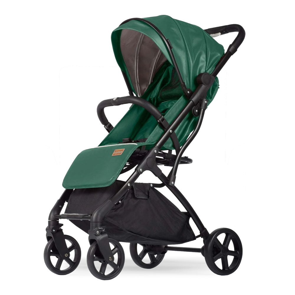 Black leather baby stroller 2025